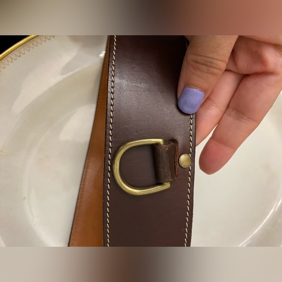 DKNY Brown Leather Belt with Gold Buckle - Picture 3 of 13